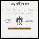 Experience luxury redefined with ONE Preevay's Faux Rabbit Fur Throw in Coco Brown. Inspired by Fernando Botero and crafted from Ultra Premium Faux Rabbit Fur. Hypoallergenic, cruelty-free, and lined with elegant velvet for refined warmth and sophistication.