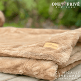 World's First Weighted Faux Rabbit Fur Blanket | Botero Collection | 20lbs Queen | Mocha Brown