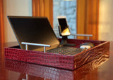 Upgrade your remote work setup with the Professional Portable Work Station in premium red embossed leather. Highly durable and lightweight, it features dual access ports for versatility and function....