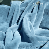 One Preevay Yacht Blue Ultra-Soft Faux Rabbit Fur Throw - Luxury 800gsm Plush - 50x60
