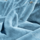 One Preevay Yacht Blue Ultra-Soft Faux Rabbit Fur Throw - Luxury 800gsm Plush - 50x60