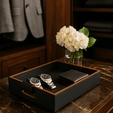 Cooper Black Hand-Stitched Premium Leather Serving Tray - One Preevay