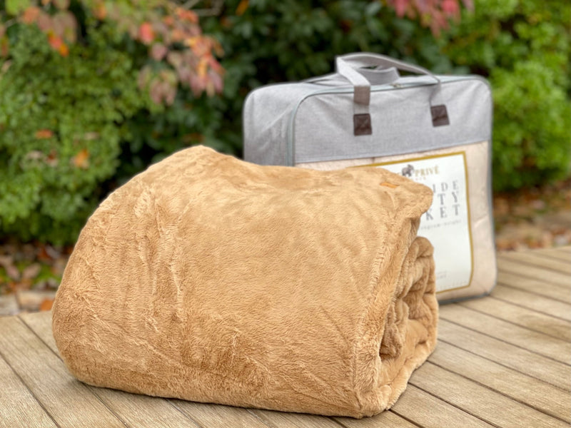 World's First Weighted Double Sided Faux Rabbit Fur Blanket | Botero Collection | Queen (60x80) 20 lbs