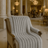 Gray Ribbed Faux Rabbit and Velvet Blanket - Connecticut Crafted - One Preevay Hotel Lobby