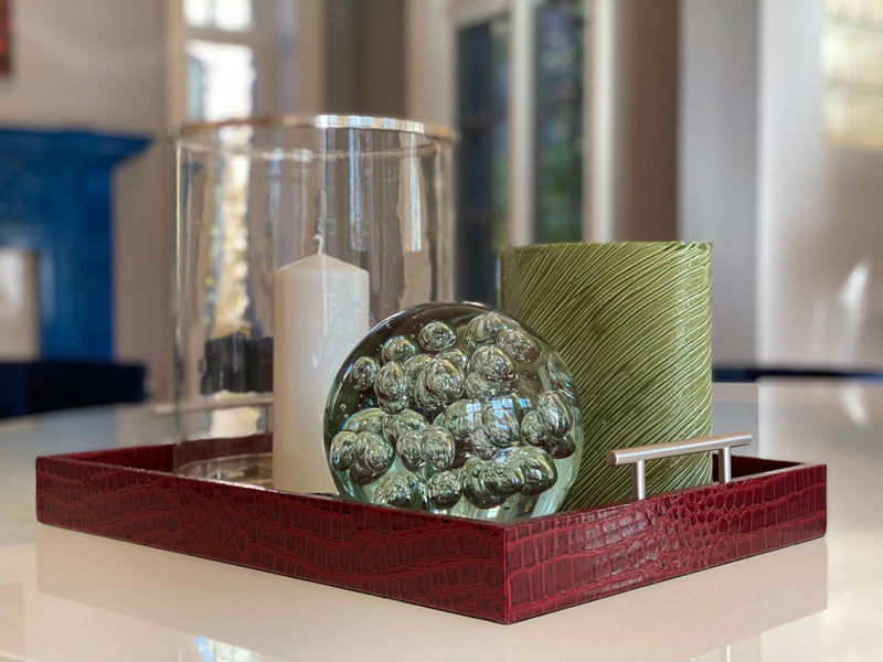 Pemberley Butler Red Leather Tray - Ralph Lauren Quality - One Preevay