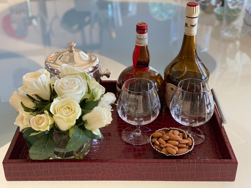 Pemberley Butler Red Leather Tray - Ralph Lauren Quality - One Preevay