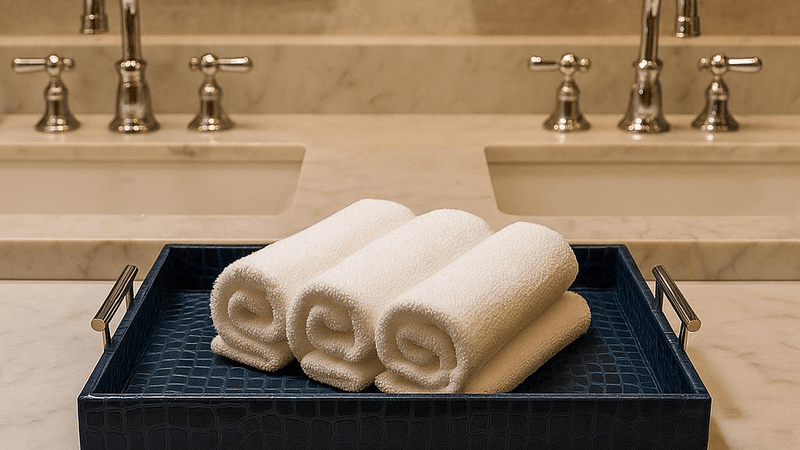 handcrafted-home-decor-pemberley-butler-embossed-blue-leather-tray towels 