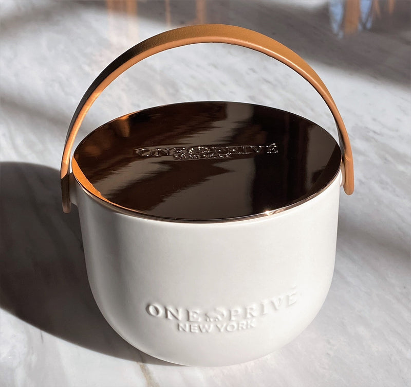 Lavender and Vanilla Luxury Candle - Porcelain Bowl & Silver Enclosure - Triple Wick