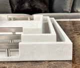 Luxury shagreen serving tray with inlaid nickel handles and ivory velvet underside"
Thursby Shagreen Hotel Tray - exotic embossed leather and nickel accents High-end serving tray with shagreen leather, inlaid nickel handles, and velvet underside" "Luxury entertaining tray - Thursby Shagreen, embossed leather, nickel handles"
"Shagreen leather serving tray with inlaid nickel handles and elegant design"
Luxury serving trays
Shagreen leather trays