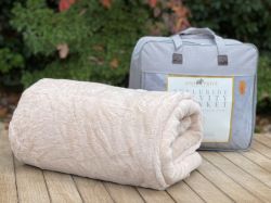 World's First Weighted Faux Rabbit Fur Blanket | Botero Collection | 20lbs Queen | Casual Khaki