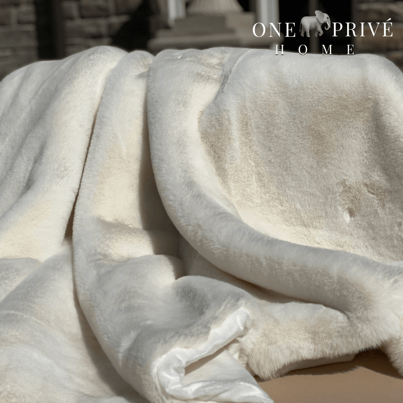 One Preevay Pure White Ultra-Soft Faux Rabbit Fur Throw