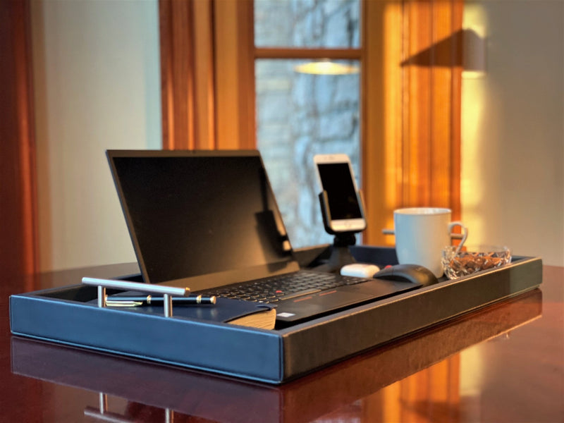ASAP-Now - Upgrade your remote work setup with the Porsche-Style Navy Leather Professional Portable Work Station. Luxurious and ergonomic, it offers dual access ports and a plush leather finish. Perfect for home offices and travel. Available now for you to buy
