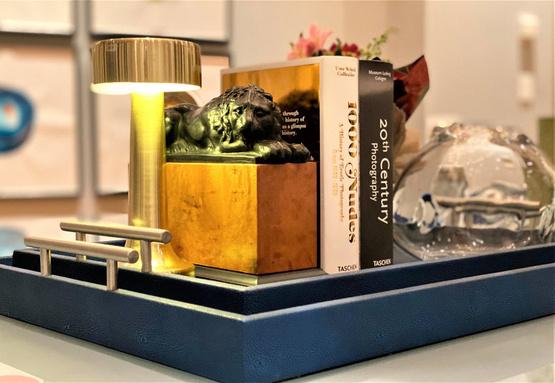 Discover the Canaan Shagreen Serving Tray from One Preevay—a luxurious tray crafted with sea blue exotic embossed leather and nickel hardware. Available in three sizes: 17"x10", 20"x13", and 23"x15". Elevate your entertaining experience with sophistication and style. 
