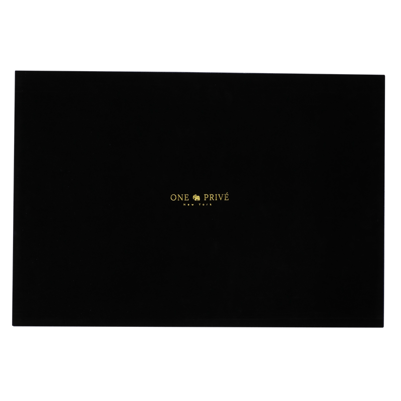 Discover the Canaan Shagreen Serving Tray from One Preevay—a luxurious tray crafted with sea blue exotic embossed leather and nickel hardware. Available in three sizes: 17"x10", 20"x13", and 23"x15". Elevate your entertaining experience with sophistication and style. Order now. Back side 
