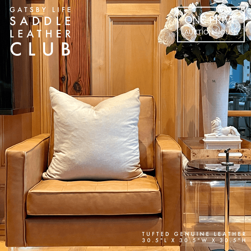 Eames Inspired | Gatsby Club Chair | Mid-Century Tufted Saddle Leather | One Preevay Elevate your space with One Preevay's The Gatsby Club Chair Mid-Century Genuine Leather Saddle Club, inspired by Eames, Saarinen & Jacobsen
