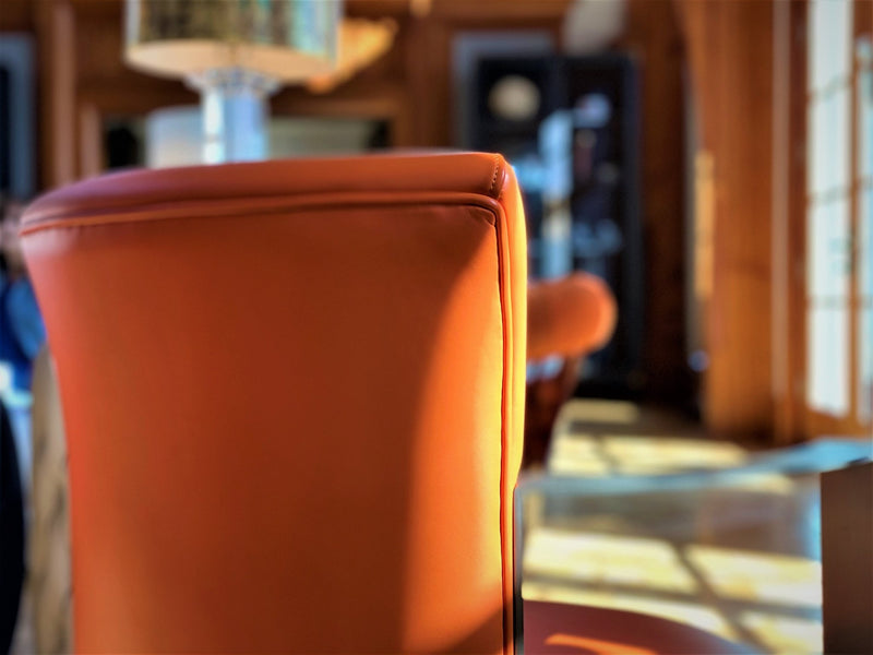 Experience luxury with One Preevay's Chatham Dining Chair ($12,800 Set of 4). Handcrafted in premium bronze & luxurious leathers, inspired by Kent Docks' rich history. Bespoke customization available always 