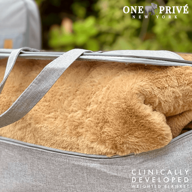 World's First Weighted Faux Rabbit Fur Blanket | Botero Collection | 20lbs Queen | Mocha Brown