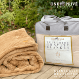 World's First Weighted Faux Rabbit Fur Blanket | Botero Collection | 20lbs Queen | Mocha Brown