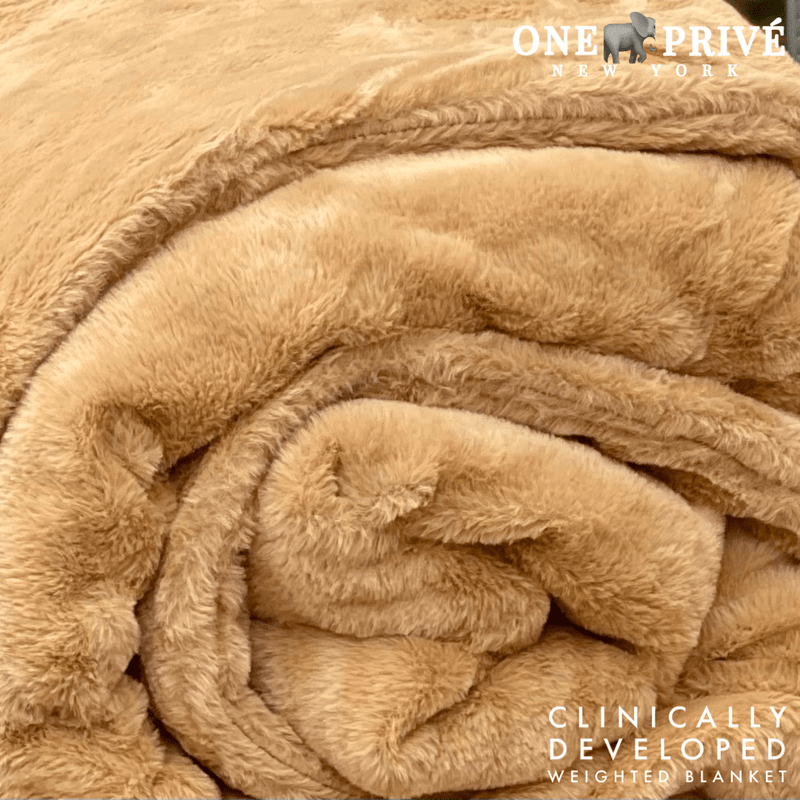 World's First Weighted Faux Rabbit Fur Blanket | Botero Collection | 20lbs Queen | Mocha Brown