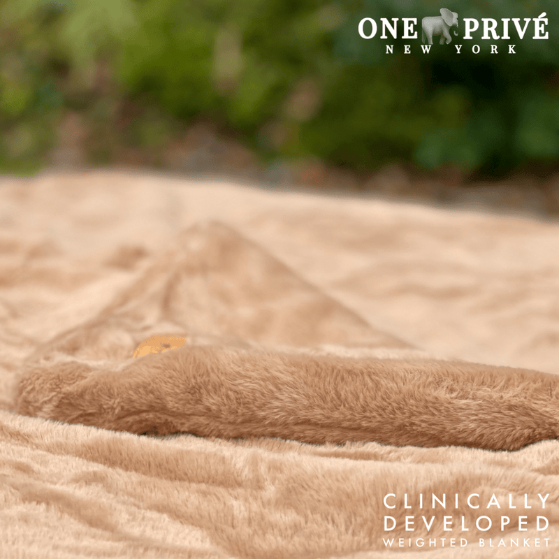 World's First Weighted Faux Rabbit Fur Blanket | Botero Collection | 20lbs Queen | Mocha Brown