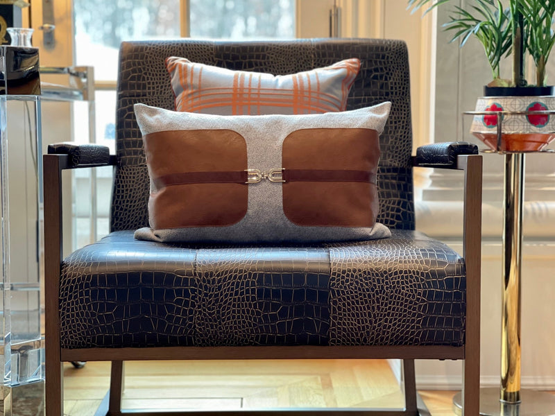 St. Charles Club Seating | Bronze Brushed Contemporary Frame | Embossed Brown Leather