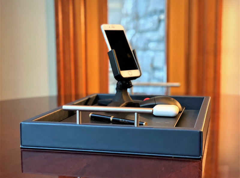 Today-Upgrade your remote work setup with the Porsche-Style Navy Leather Professional Portable Work Station. Luxurious and ergonomic, it offers dual access ports and a plush leather finish. Perfect for home offices and travel. Available now. 
